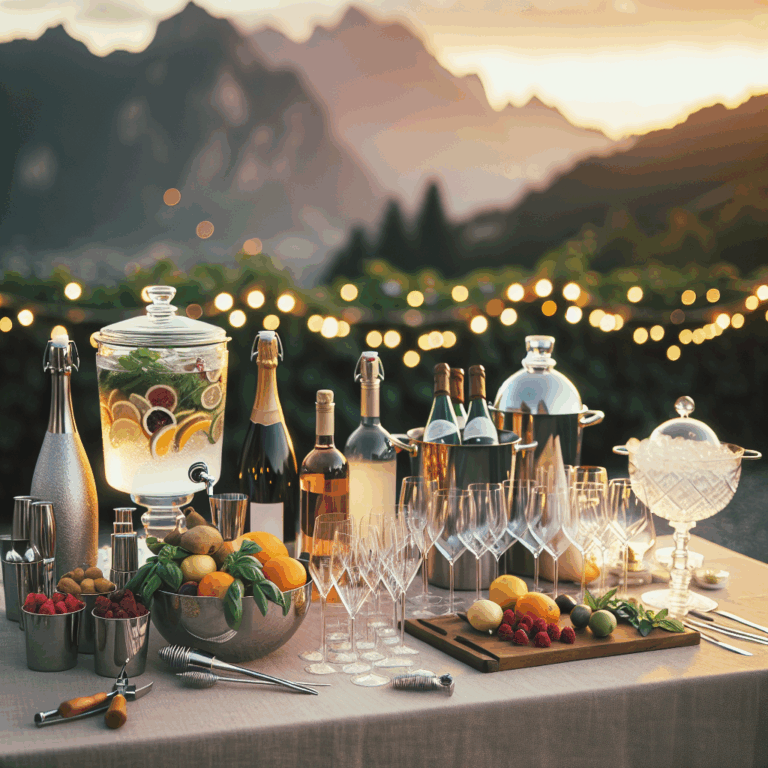 Bar de mariage élégant: vins, bulles et mocktails