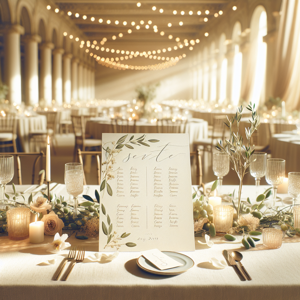 Nombre d'invités mariage, plan de table élégant