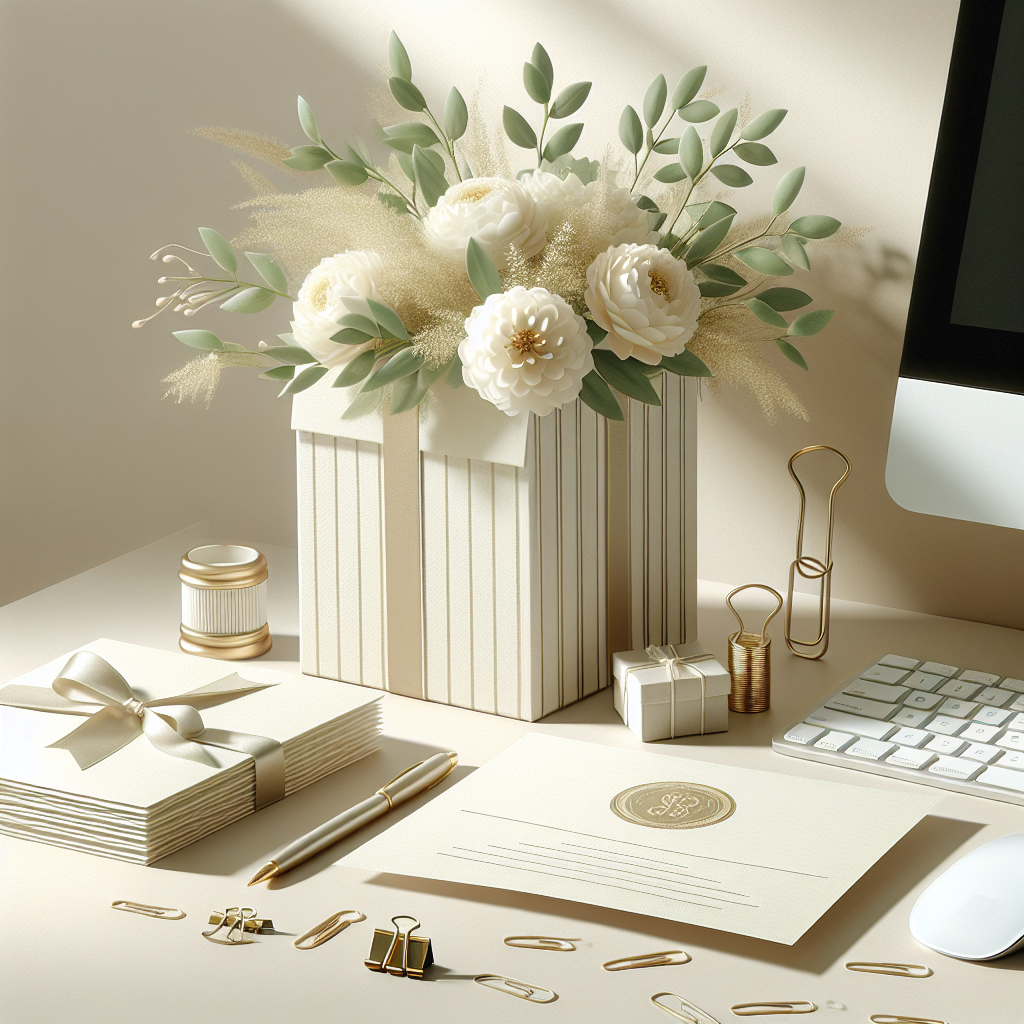 Invitations mariage posées sur bureau d'open space